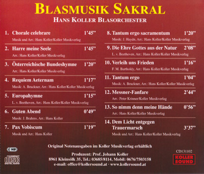 Blasmusik Sakral - Hans Koller Blasorchester